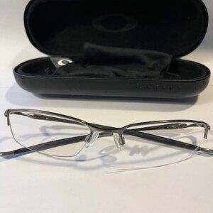 OAKLEY TRANSISTOR RX-ABLE BRUSHED CHROME HALF RIM EYEGLASS FRAMES